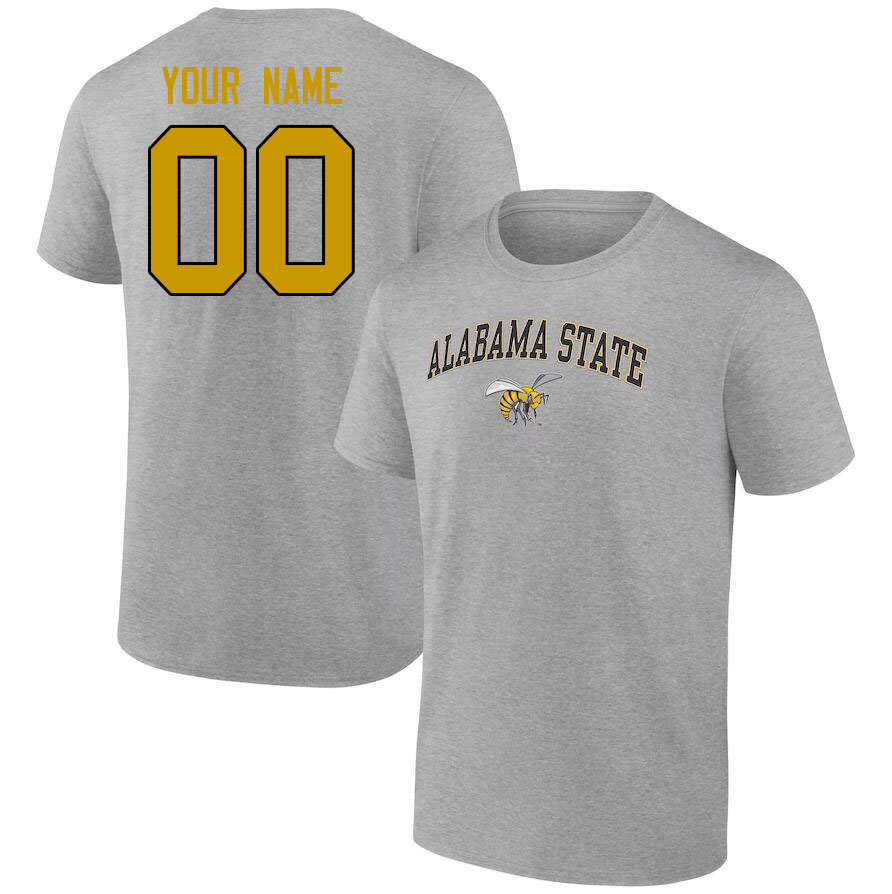 Custom Alabama State Hornets Name And Number Tshirts-Grey